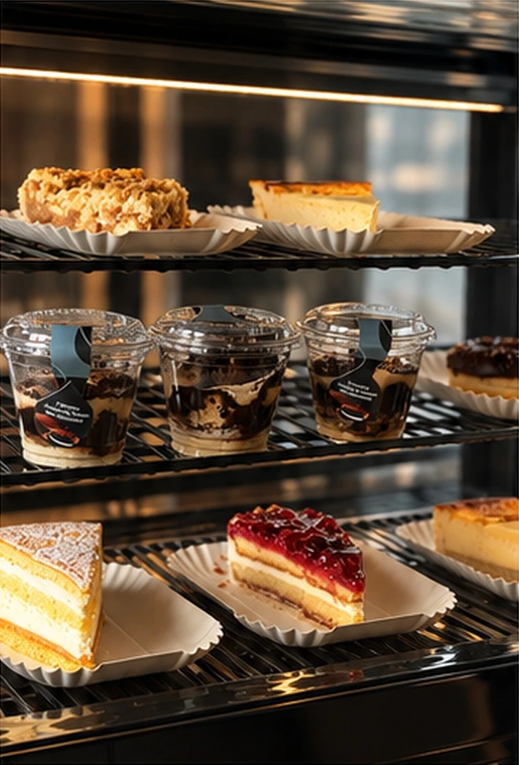 Die Kuchentheke mit Kuchen und Desserts
